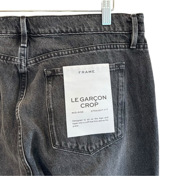Frame Denim Black Le Garçon Crop Ankle Jeans Mid Rise Straight Fit Size 31 NWT - Picture 3 of 6